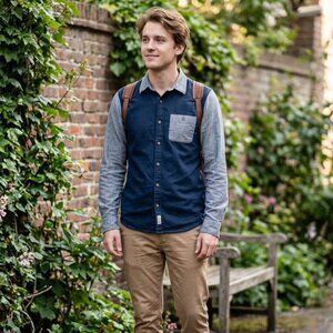 Hollister 100% Cotton Navy And Grey Casual Shirt